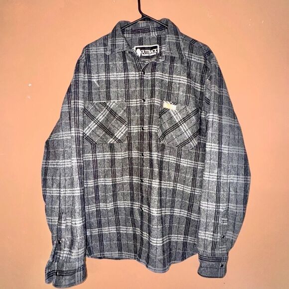 Outback Trading Company Fleece Flannel - Black Gray - Large - Picture 4 of 9